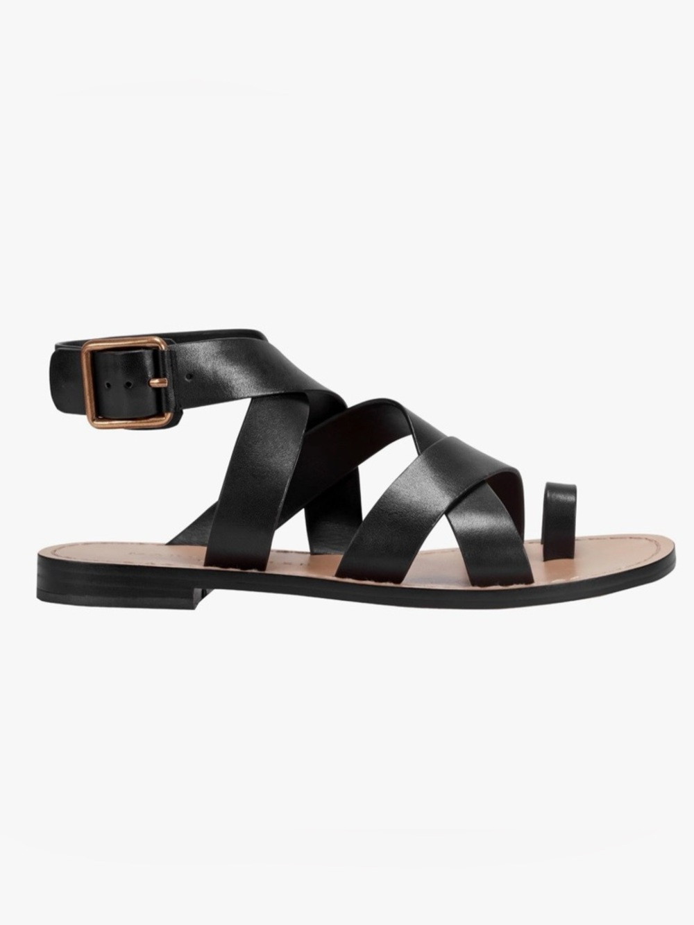 Marc Fisher Lollie Black Leather Strappy Ankle-Buckle Sandals NEW‎ 8